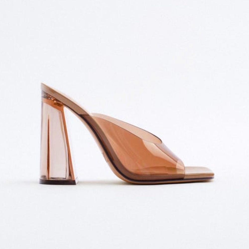 Vinyl Sandals with Methacrylate Heel in Beige